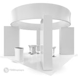 20x20 Pro Booth 15 - Tension Fabric Display Booth, Four Towers and 20 Foot Circular Banner, Rapid Self - Build, 20x20 Booth Idea for Demo Space Trade Show Booth - TDDisplays