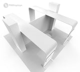 20x20 Pro Booth 19 - Custom Dual Arch Split Floor Plan, Tension Fabric Towers and Backdrop Wall Display - TDDisplays