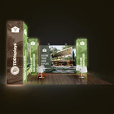 20x20 Pro Booth 5 - Tension Fabric Trade Show Booth 10 Feet Tall Walls and 12 Feet High Pillars Space for Tables and Chairs - TDDisplays