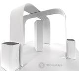 20x20 Pro Booth 6 - Custom Tension Fabric Exhibit Booth Arch and Luminous Backlit Pop Up Tower Design with Overhead Arches - TDDisplays