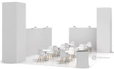 30x20 Pro Booth 9 - Custom 14 Ft Pop Up Backlit Towers Tension Fabric Backdrop Wall, Self - Build Exhibition Kit Open Floor for Tables Chairs Products Cars Trucks Equipment - TDDisplays