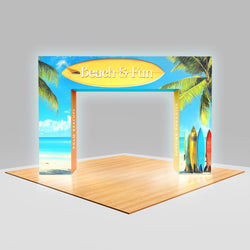 10x10 or 10x8 Pro Booth 2 - Corner Trade Show Booth with LED Backlit Tower Pillar and 2 Walls Booth Kit