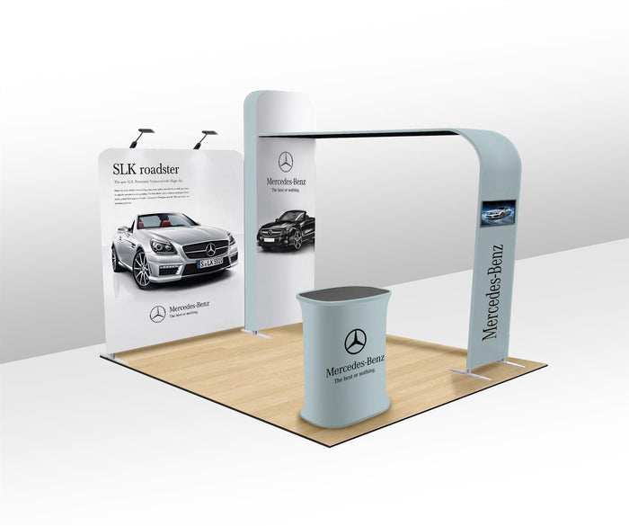 10x10 Pro-Package A - Arch Tower Backdrop Booth Kit, Archway Mount Monitor, Trade Show Booth Ideas, 10 foot Booth Kit