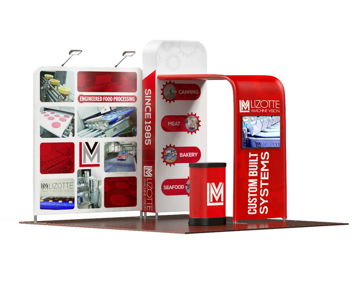10x8 Pro-Package M - Pro Booth Package for Inline Booth Space, Modular Expandable, Arch Archway Tower Backdrop, Exhibit Booth Kit