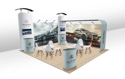 20x20 Pro Booth 16 - Luminous 14 Ft Tower and Half Ring Circular Banner Modular Display, Semi-Circle Round Banner, 14 Foot High Exhibition Booth