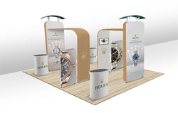 20x20 Pro Booth 16 - Luminous 14 Ft Tower and Half Ring Circular Banner Modular Display, Semi-Circle Round Banner, 14 Foot High Exhibition Booth