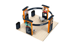 20x20 Pro Booth 16 - Luminous 14 Ft Tower and Half Ring Circular Banner Modular Display, Semi-Circle Round Banner, 14 Foot High Exhibition Booth