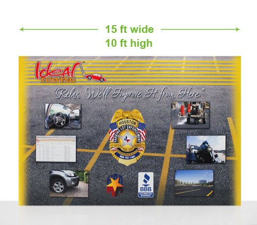 Super-tall 15 ft wide x 10 ft high fabric popup display