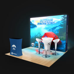 10x10 or 10x8 Pro Booth 2 - Corner Trade Show Booth with LED Backlit Tower Pillar and 2 Walls Booth Kit