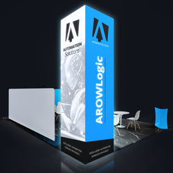 8ft LED Trade Show Display Backlit Tower, 2ft x 2ft x 8ft, Square Trade Show Tower, 360 Backlit Tower