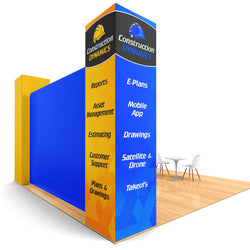 8ft LED Trade Show Display Backlit Tower, 2ft x 2ft x 8ft, Square Trade Show Tower, 360 Backlit Tower