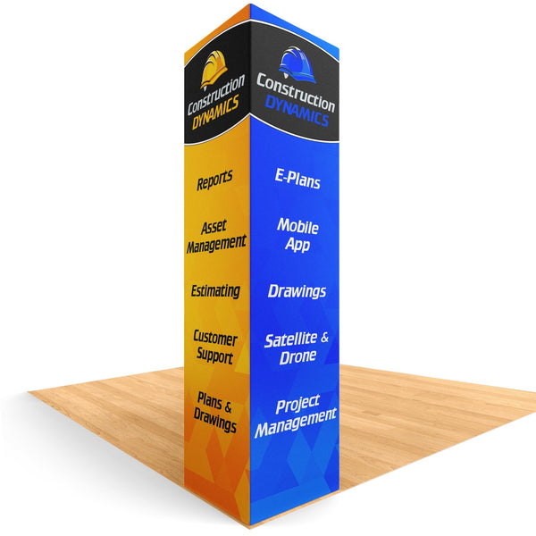 12ft Trade Show Display Tower, 3ft x 3ft x 12ft, Custom Tension Fabric ...