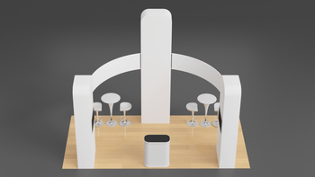 20x10 Pro Booth 16x - Luminous 14 Ft Tower And Half Ring Circular Banner Modular Display, Semi-circle Round Banner, 14 Foot High Exhibition Booth