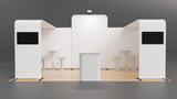 20x10 Pro Booth 17X - Enclosed Arch and Modular Backdrop Standard Booth Package, Alcove Storage, Monitor Mounts, 20 Ft Trade Show Booth Kit - TDDisplays