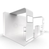20x10 Pro Booth 18 - Inline Arches LED Backlit Standard Booth with 2 Arches, Double - sided 20 Foot LED Backlit Wall, Tension Fabric Backlit Trade Show Display - TDDisplays