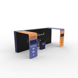 20x10 Pro Booth 18 - Inline Arches LED Backlit Standard Booth with 2 Arches, Double-sided 20 Foot LED Backlit Wall, Tension Fabric Backlit Trade Show Display - TDDisplays