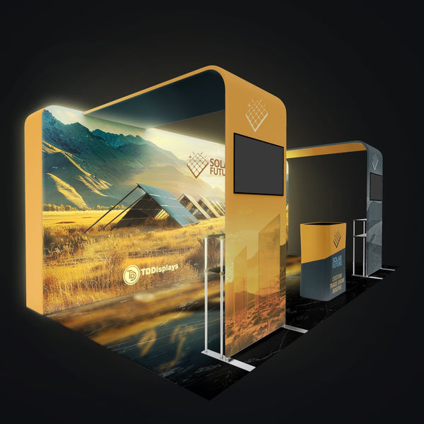 Led Display Framed Booth 20x10 Pro Booth 18 - Inline Arches LED Backlit Standard Booth with 2 A ...
