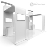 20x10 Pro - Package B - Tower Arch Back Wall Backdrop, Archway and Pillar, 20 Ft Backdrop, Dual Archway Booth, Pro Trade Show Booth Kit - TDDisplays