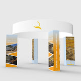 20x20 Pro Booth 12 - Backlit Trade Show Booth with 4 Tower Pillars and Circular Banner, 20 Foot Custom Trade Show Booth - TDDisplays
