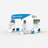 20x20 Pro Booth 15 - Tension Fabric Display Booth, Four Towers and 20 Foot Circular Banner, Rapid Self - Build, 20x20 Booth Idea for Demo Space Trade Show Booth - TDDisplays