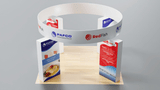 20x20 Pro Booth 15 - Tension Fabric Display Booth, Four Towers and 20 Foot Circular Banner, Rapid Self - Build, 20x20 Booth Idea for Demo Space Trade Show Booth - TDDisplays