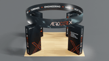20x20 Pro Booth 15 - Tension Fabric Display Booth, Four Towers and 20 Foot Circular Banner, Rapid Self - Build, 20x20 Booth Idea for Demo Space Trade Show Booth - TDDisplays