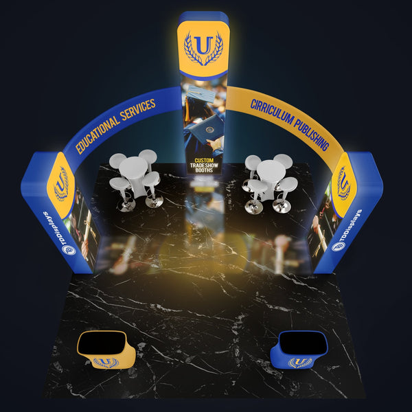 20x20 Pro Booth 16 - Luminous 14 Ft Tower and Half Ring Circular Banne ...