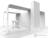 20x20 Pro Booth 19 - Custom Dual Arch Split Floor Plan, Tension Fabric Towers and Backdrop Wall Display - TDDisplays