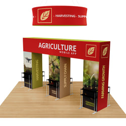 20x20 Pro-Package D - Pro Trade Show Booth Package, Two Sister Company Exhibit, Archways Towers Back Walls Backdrop, Las Vegas Trade Show, 20 Foot Island Peninsula