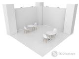 20x20 Pro Booth 5 - Tension Fabric Trade Show Booth 10 Feet Tall Walls and 12 Feet High Pillars Space for Tables and Chairs - TDDisplays