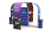 20x20 Pro Booth 6 - Custom Tension Fabric Exhibit Booth Arch and Luminous Backlit Pop Up Tower Design with Overhead Arches - TDDisplays
