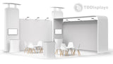 20x20 Pro - Package C - Large Archway Tower Back Wall Backdrop Trade Show Booth, Product Demo Meeting Space for Chairs Tables, 20 Foot Arch Booth Design, Exhibit for Company, 20 Ft Peninsula Island Trade Show Booth - TDDisplays