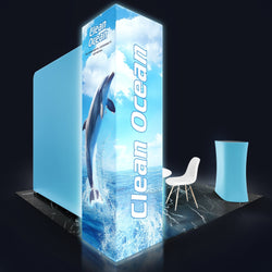 12ft Trade Show Display Backlit Tower, 3ft x 3ft x 12ft, Square Trade Show Tower, 360 Backlit Tower