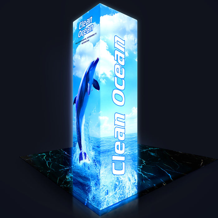 8ft LED Trade Show Display Backlit Tower, 2ft x 2ft x 8ft, Square Trad ...